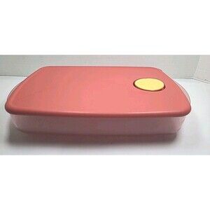 Tupperware Rock n Serve 3381A-1 Rectangular Container 6 Cup Microwave Coral